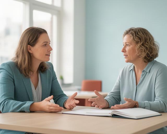 HR-adviseur bespreekt personeelsplanning met een zorgmanager aan een tafel in Noord-Holland