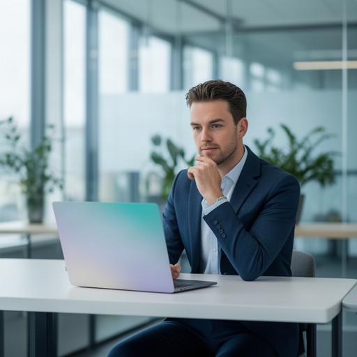 Recruitmentconsultant werkt met laptop in modern ICT-kantoor in Noord-Holland